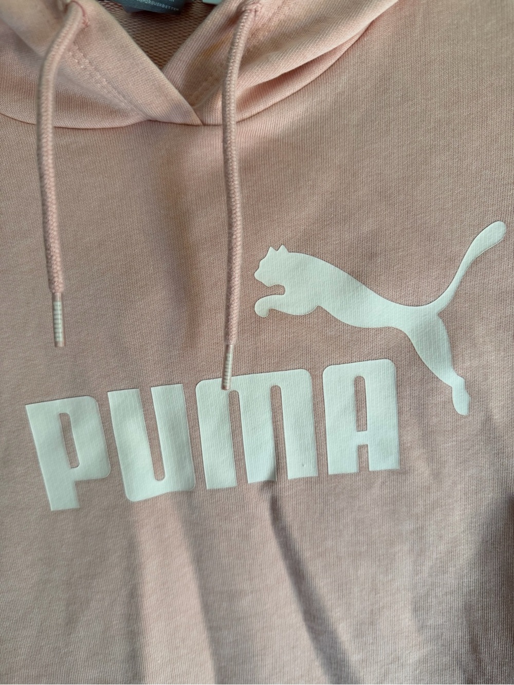 Puma Women's Light Pink Cropped Hoodie with White Logo - Picture 2 of 5